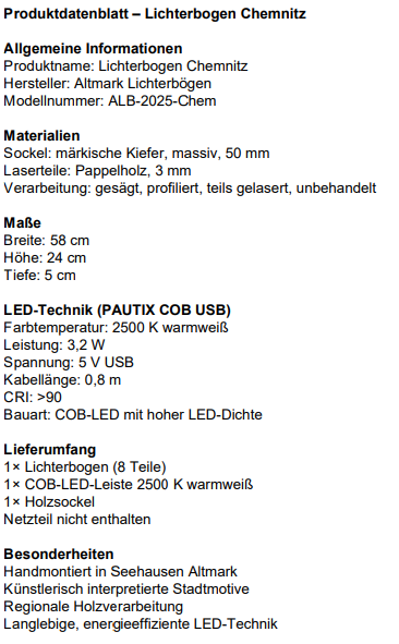 Altmark Lichterbogen Chemnitz